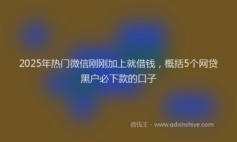 2025年热门微信刚刚加上就借钱，概括5个网贷黑户必下款的口子