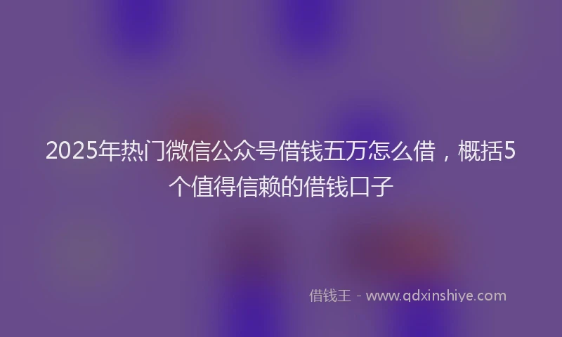 2025年热门微信公众号借钱五万怎么借，概括5个值得信赖的借钱口子