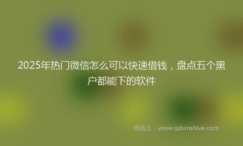 2025年热门微信怎么可以快速借钱，盘点五个黑户都能下的软件
