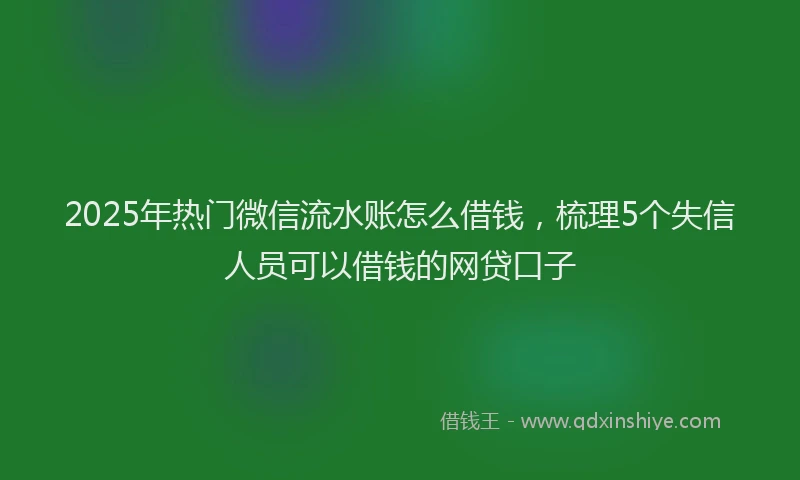 2025年热门微信流水账怎么借钱，梳理5个失信人员可以借钱的网贷口子