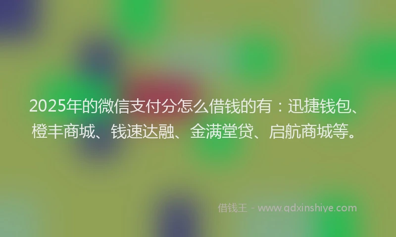 2025年的微信支付分怎么借钱的有：迅捷钱包、橙丰商城、钱速达融、金满堂贷、启航商城等。