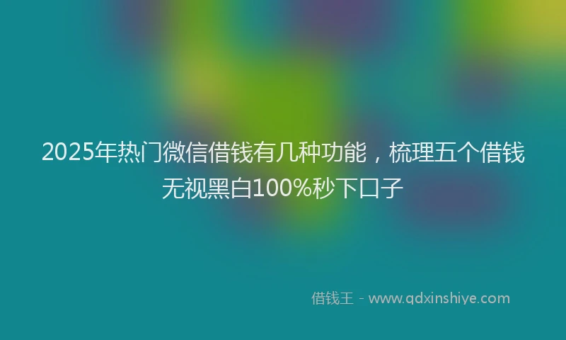 2025年热门微信借钱有几种功能，梳理五个借钱无视黑白100%秒下口子