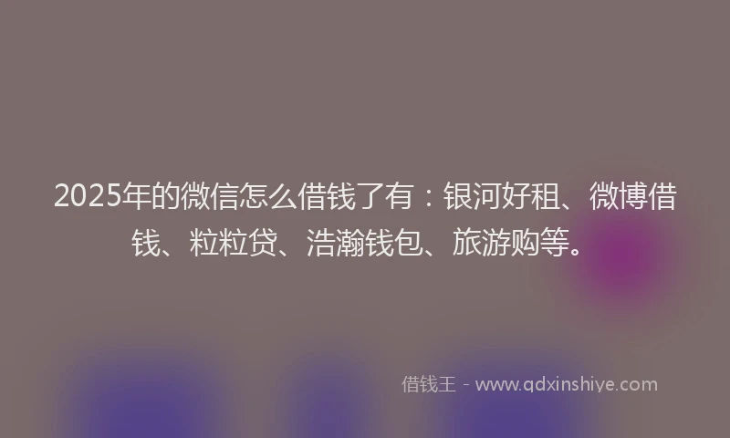 2025年的微信怎么借钱了有：银河好租、微博借钱、粒粒贷、浩瀚钱包、旅游购等。