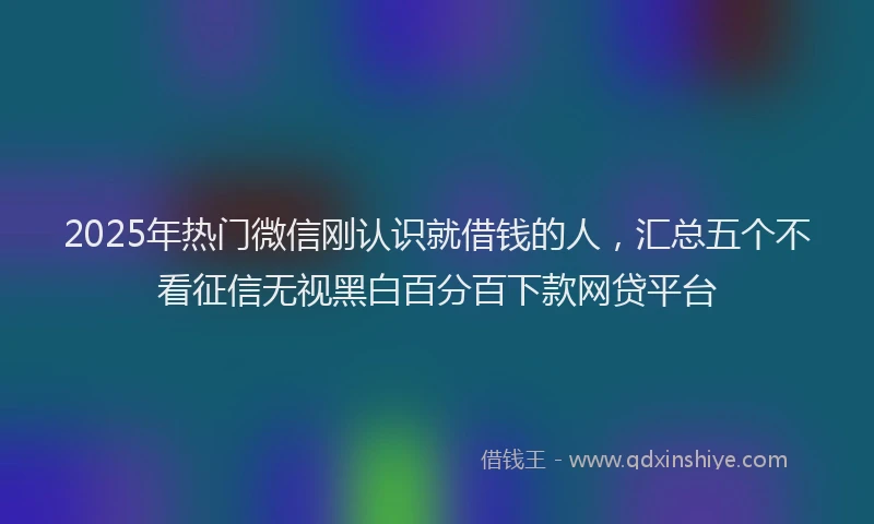 2025年热门微信刚认识就借钱的人，汇总五个不看征信无视黑白百分百下款网贷平台