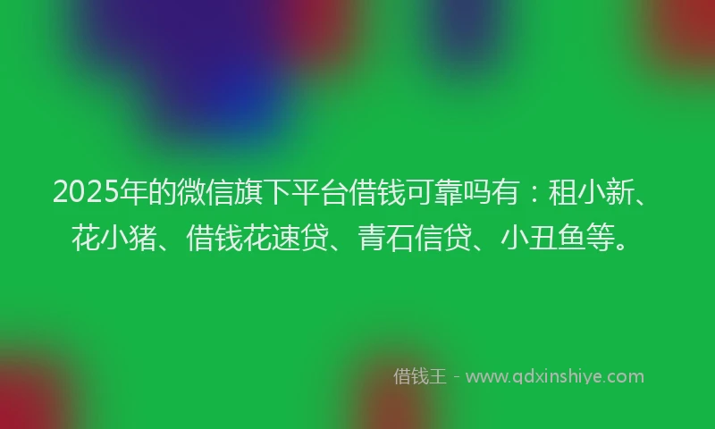 2025年的微信旗下平台借钱可靠吗有：租小新、花小猪、借钱花速贷、青石信贷、小丑鱼等。