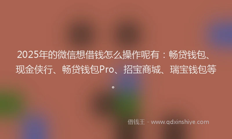 2025年的微信想借钱怎么操作呢有：畅贷钱包、现金侠行、畅贷钱包Pro、招宝商城、瑞宝钱包等。