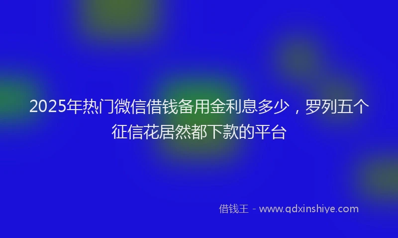 2025年热门微信借钱备用金利息多少，罗列五个征信花居然都下款的平台