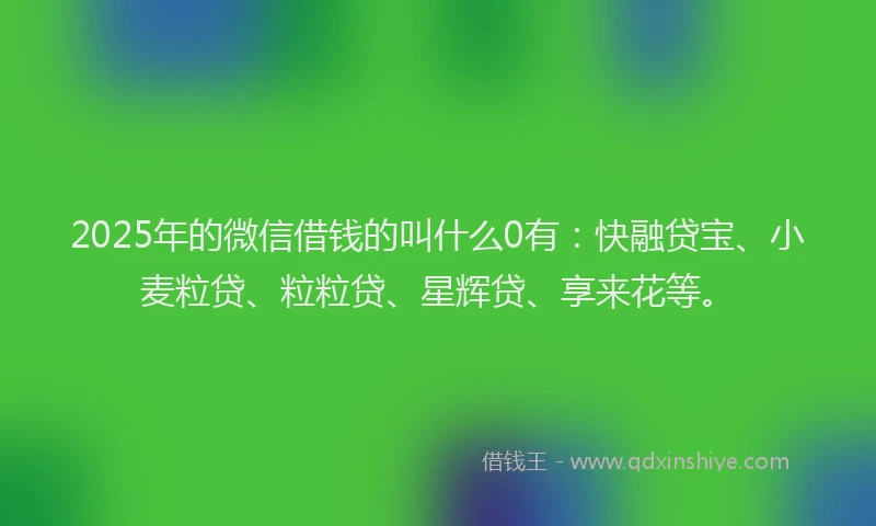 2025年的微信借钱的叫什么0有：快融贷宝、小麦粒贷、粒粒贷、星辉贷、享来花等。