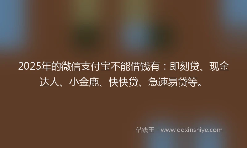 2025年的微信支付宝不能借钱有：即刻贷、现金达人、小金鹿、快快贷、急速易贷等。