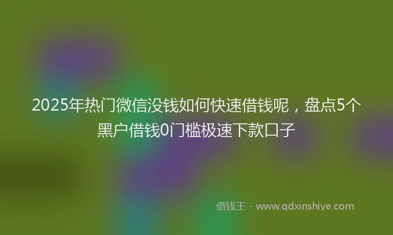 2025年热门微信没钱如何快速借钱呢，盘点5个黑户借钱0门槛极速下款口子
