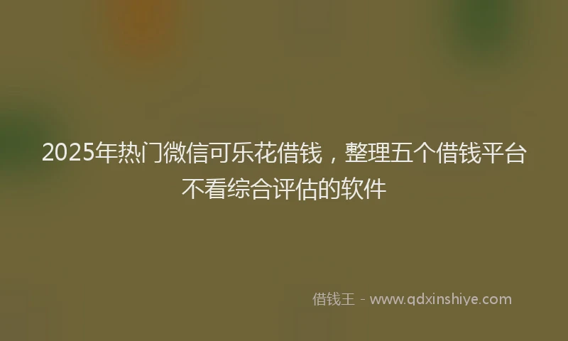 2025年热门微信可乐花借钱，整理五个借钱平台不看综合评估的软件