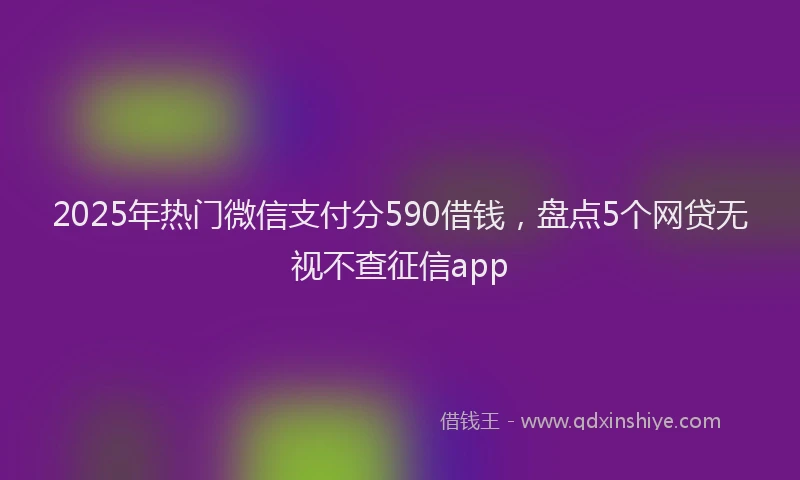 2025年热门微信支付分590借钱，盘点5个网贷无视不查征信app