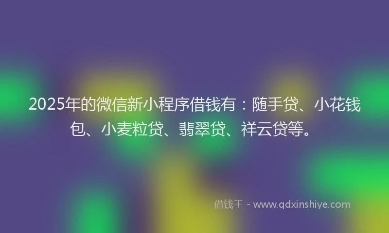 2025年的微信新小程序借钱有：随手贷、小花钱包、小麦粒贷、翡翠贷、祥云贷等。