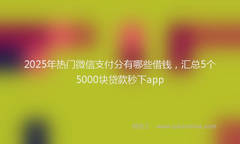 2025年热门微信支付分有哪些借钱，汇总5个5000块贷款秒下app