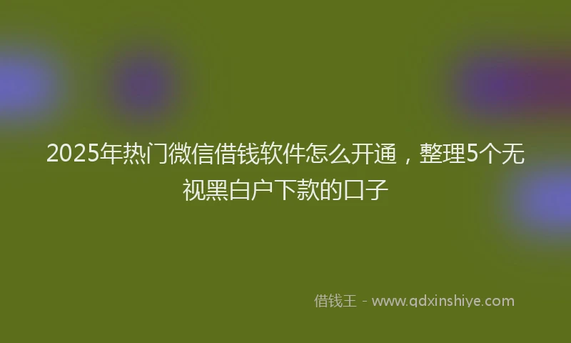 2025年热门微信借钱软件怎么开通，整理5个无视黑白户下款的口子