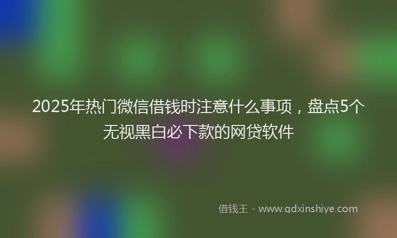 2025年热门微信借钱时注意什么事项，盘点5个无视黑白必下款的网贷软件