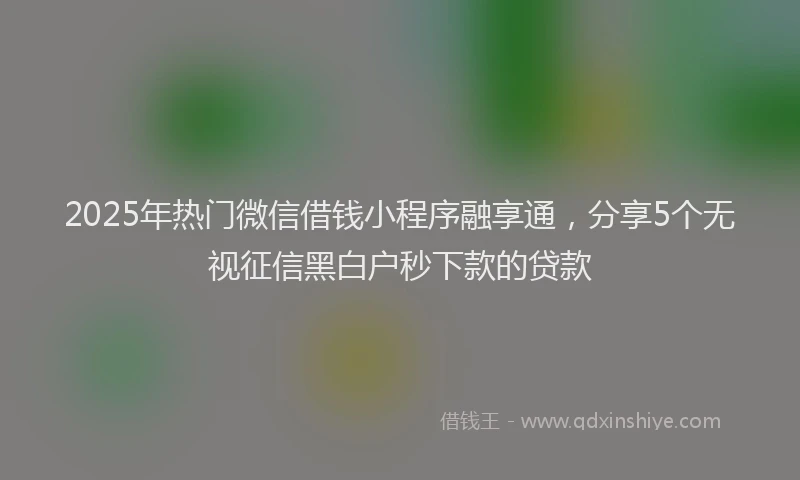 2025年热门微信借钱小程序融享通，分享5个无视征信黑白户秒下款的贷款