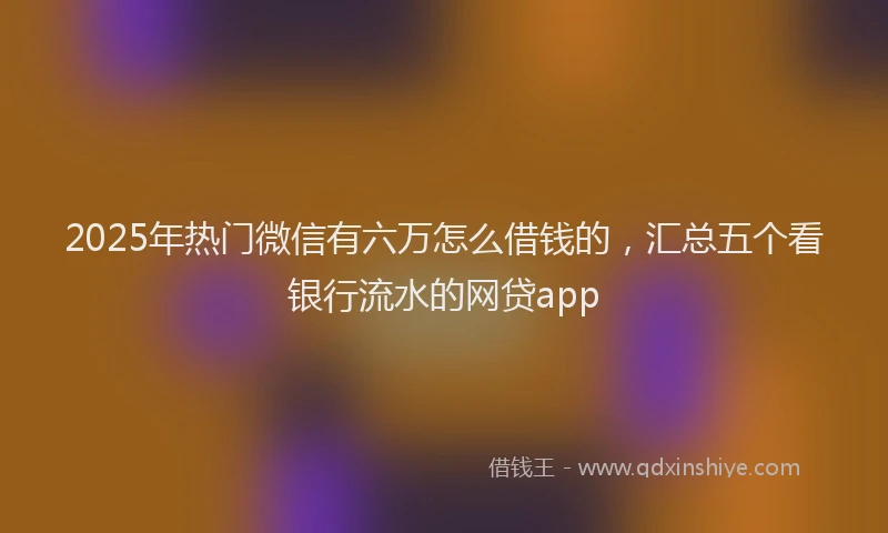 2025年热门微信有六万怎么借钱的，汇总五个看银行流水的网贷app