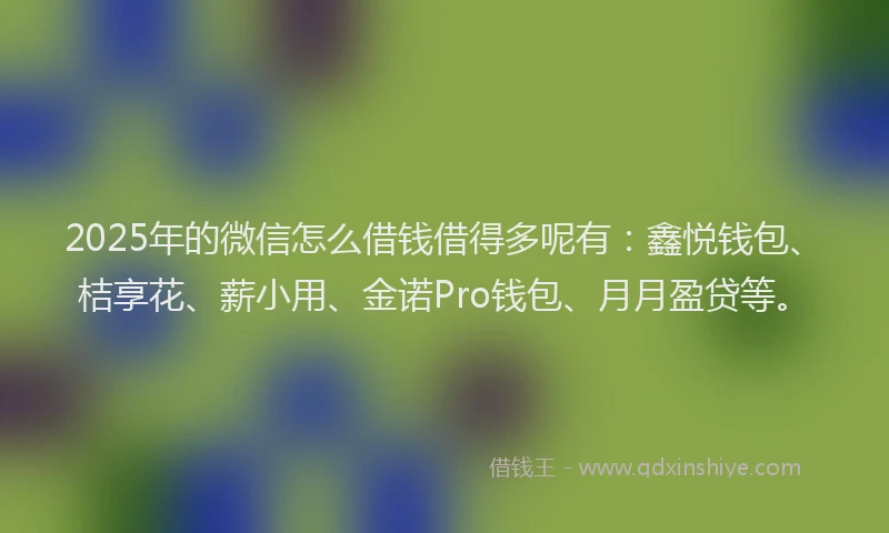 2025年的微信怎么借钱借得多呢有：鑫悦钱包、桔享花、薪小用、金诺Pro钱包、月月盈贷等。