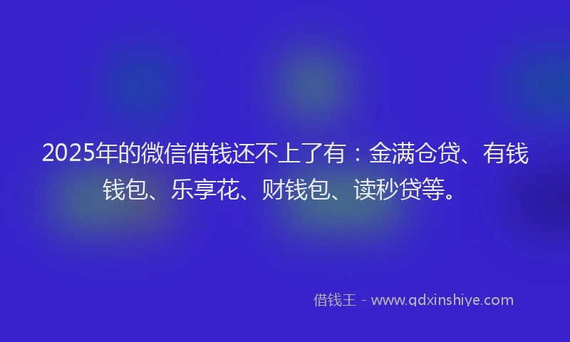 2025年的微信借钱还不上了有：金满仓贷、有钱钱包、乐享花、财钱包、读秒贷等。