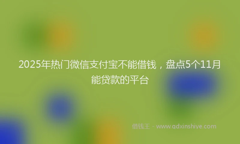 2025年热门微信支付宝不能借钱，盘点5个11月能贷款的平台