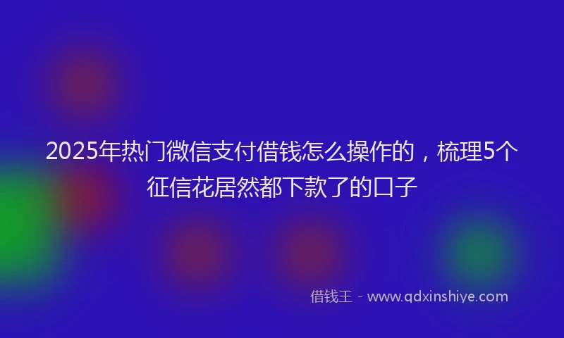 2025年热门微信支付借钱怎么操作的，梳理5个征信花居然都下款了的口子