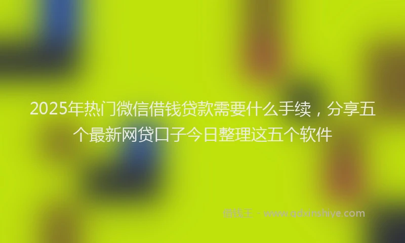 2025年热门微信借钱贷款需要什么手续，分享五个最新网贷口子今日整理这五个软件