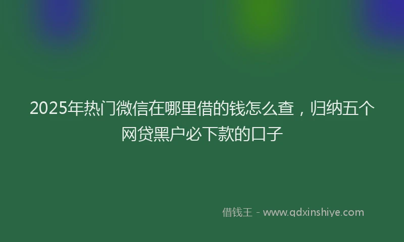 2025年热门微信在哪里借的钱怎么查，归纳五个网贷黑户必下款的口子