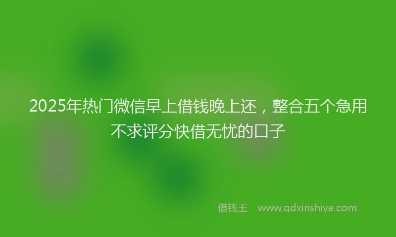 2025年热门微信早上借钱晚上还，整合五个急用不求评分快借无忧的口子