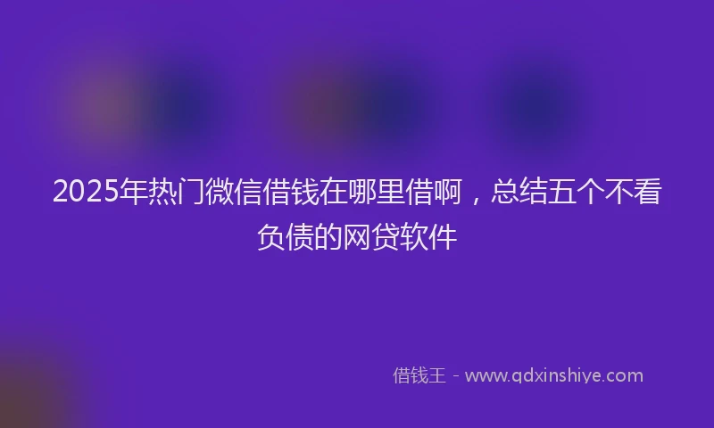 2025年热门微信借钱在哪里借啊，总结五个不看负债的网贷软件