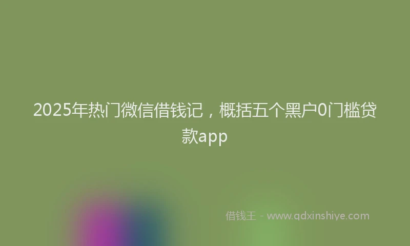 2025年热门微信借钱记，概括五个黑户0门槛贷款app