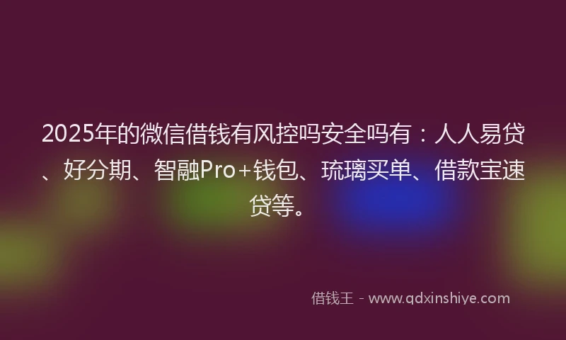 2025年的微信借钱有风控吗安全吗有：人人易贷、好分期、智融Pro+钱包、琉璃买单、借款宝速贷等。