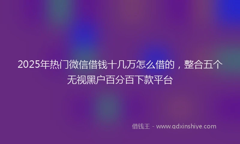 2025年热门微信借钱十几万怎么借的，整合五个无视黑户百分百下款平台