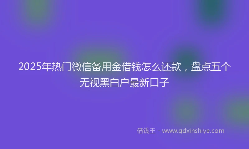 2025年热门微信备用金借钱怎么还款，盘点五个无视黑白户最新口子