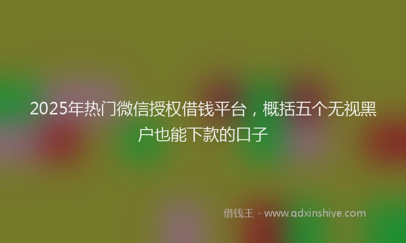 2025年热门微信授权借钱平台，概括五个无视黑户也能下款的口子