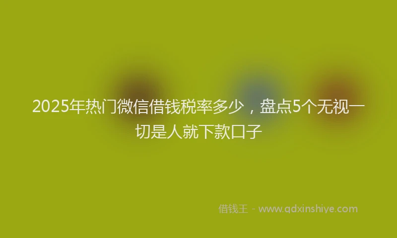 2025年热门微信借钱税率多少，盘点5个无视一切是人就下款口子