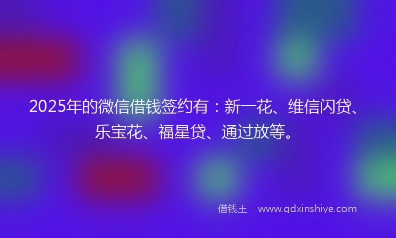 2025年的微信借钱签约有：新一花、维信闪贷、乐宝花、福星贷、通过放等。