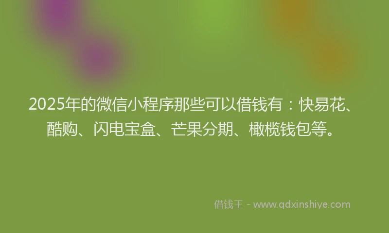 2025年的微信小程序那些可以借钱有：快易花、酷购、闪电宝盒、芒果分期、橄榄钱包等。