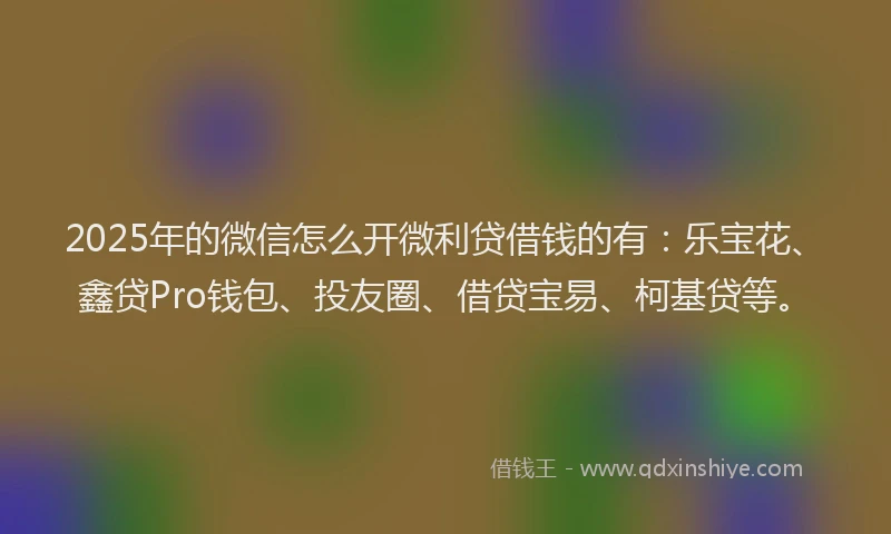2025年的微信怎么开微利贷借钱的有：乐宝花、鑫贷Pro钱包、投友圈、借贷宝易、柯基贷等。