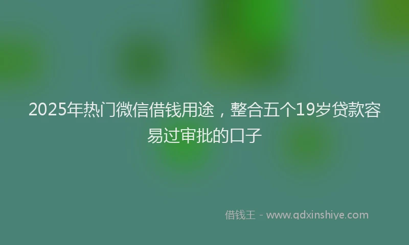 2025年热门微信借钱用途，整合五个19岁贷款容易过审批的口子