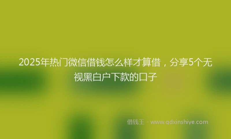 2025年热门微信借钱怎么样才算借，分享5个无视黑白户下款的口子
