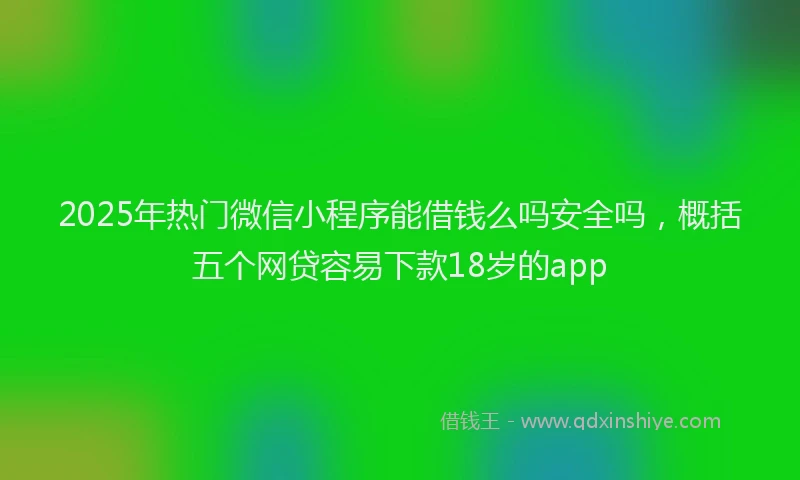 2025年热门微信小程序能借钱么吗安全吗，概括五个网贷容易下款18岁的app