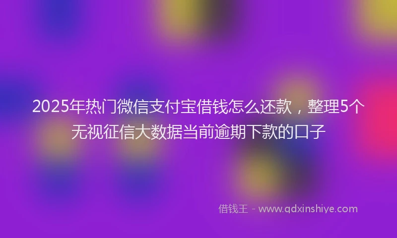 2025年热门微信支付宝借钱怎么还款，整理5个无视征信大数据当前逾期下款的口子
