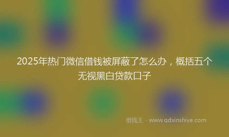 2025年热门微信借钱被屏蔽了怎么办，概括五个无视黑白贷款口子