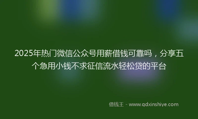 2025年热门微信公众号用薪借钱可靠吗，分享五个急用小钱不求征信流水轻松贷的平台