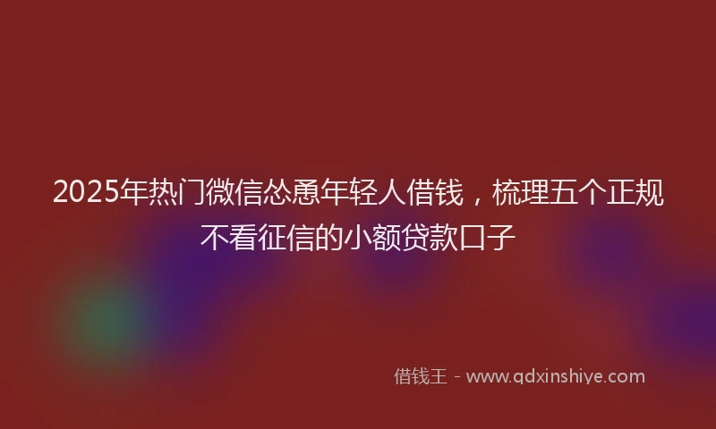 2025年热门微信怂恿年轻人借钱，梳理五个正规不看征信的小额贷款口子