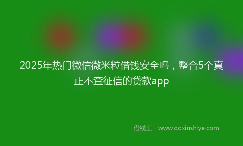 2025年热门微信微米粒借钱安全吗，整合5个真正不查征信的贷款app