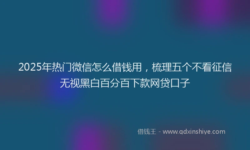 2025年热门微信怎么借钱用，梳理五个不看征信无视黑白百分百下款网贷口子