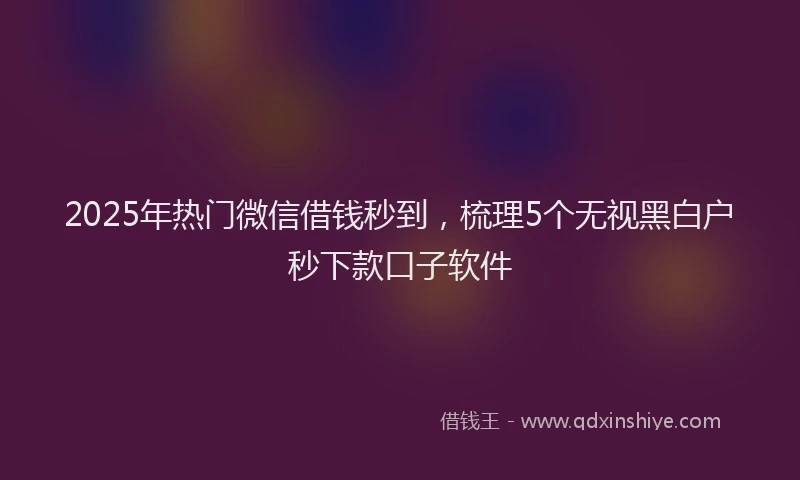 2025年热门微信借钱秒到，梳理5个无视黑白户秒下款口子软件