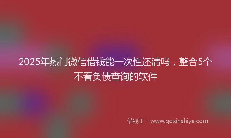 2025年热门微信借钱能一次性还清吗，整合5个不看负债查询的软件